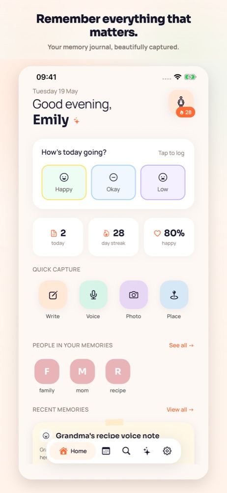Momenta home screen